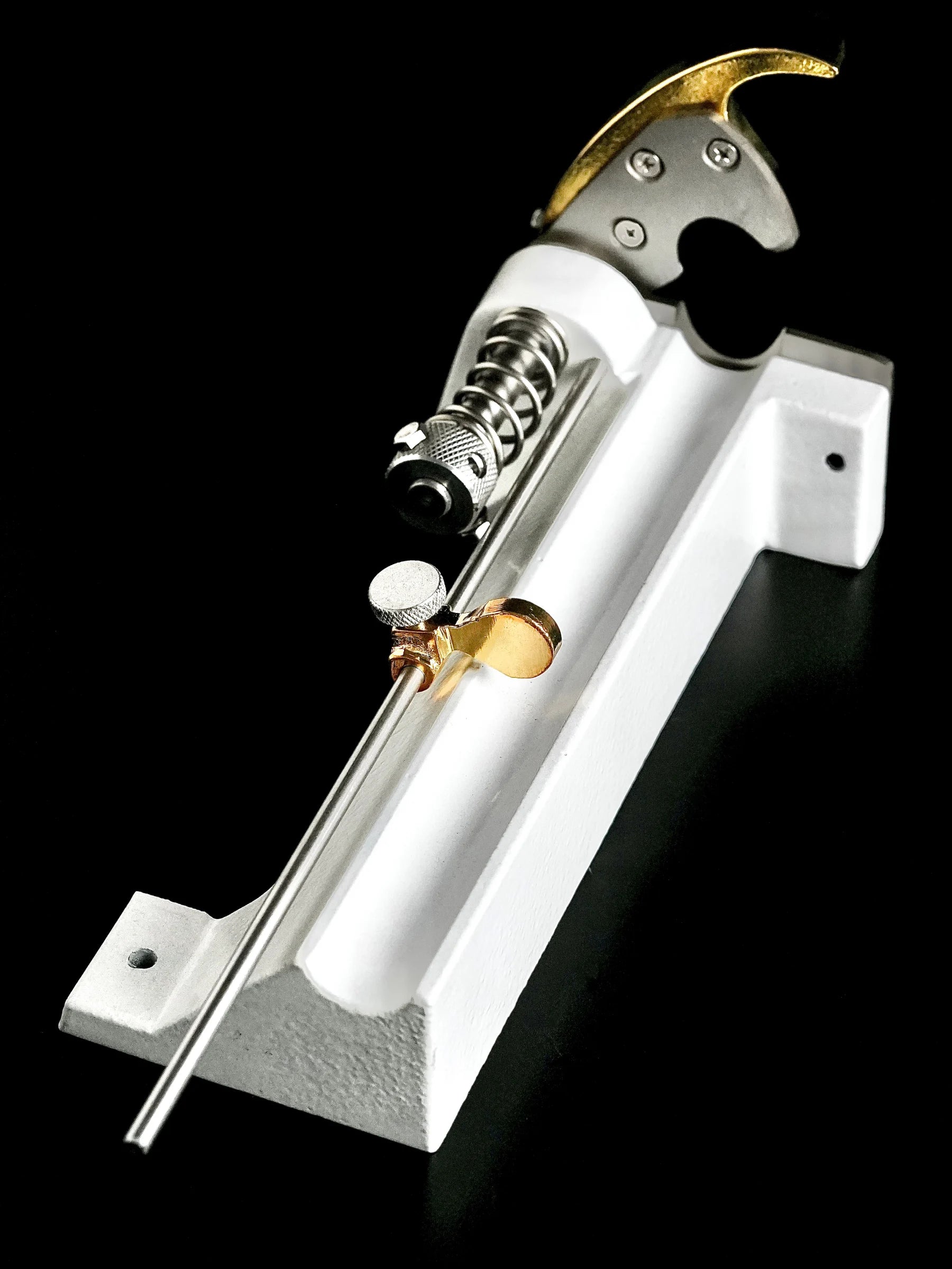 Professional cigar tuck cutter viewed diagonally from above